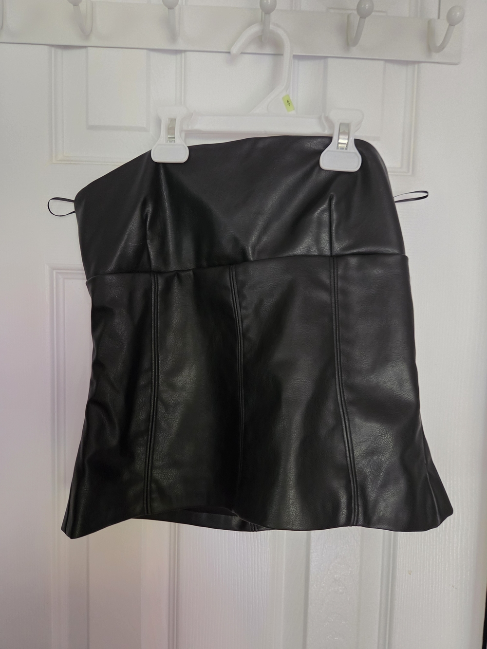 Zara Black Faux Leather Strapless Top